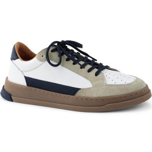 Leder-Sneaker mit Gummisohle, Herren,  Weiß, Leder, by Lands' End
