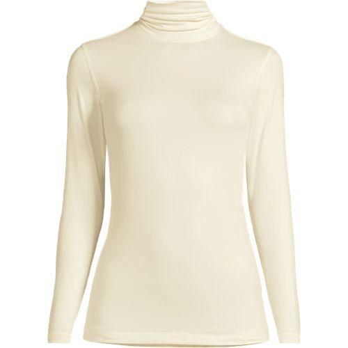 Stretch-THERMASKIN-Oberteil mit Rollkragen, Damen,  Weiß, Elasthan/Polyester-Mischung, by Lands' End
