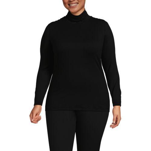 Stretch-THERMASKIN-Oberteil mit Rollkragen, Damen,  Schwarz, Elasthan/Polyester-Mischung, by Lands' End