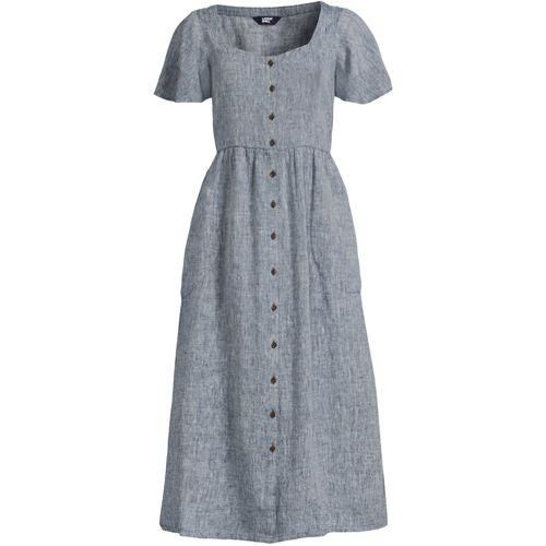 Leinen-Midikleid, Damen,  Blau, Leinen, by Lands' End