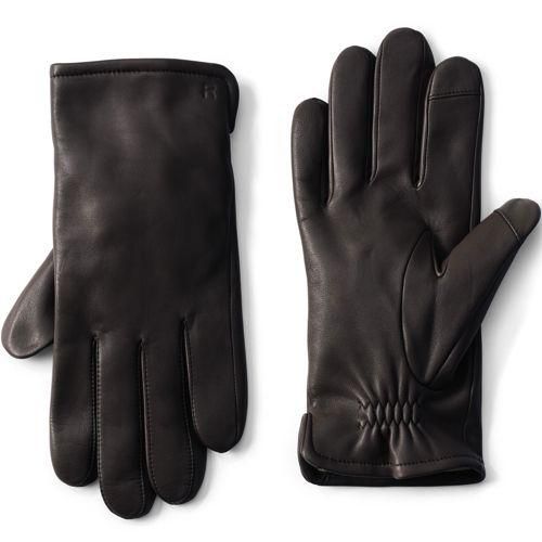 Leder-Handschuhe mit Kaschmirfutter, Herren,  Braun, Kaschmir/Leder, by Lands' End