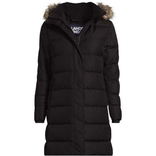 Daunenmantel mit Kapuze, Damen,  Braun, Polyester, by Lands' End