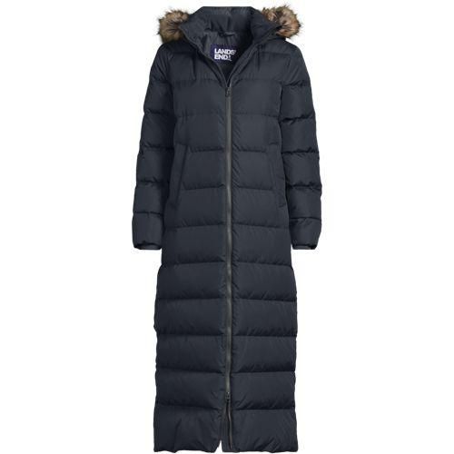 Maxi-Daunenmantel mit Kapuze, Damen,  Grau, Polyester, by Lands' End