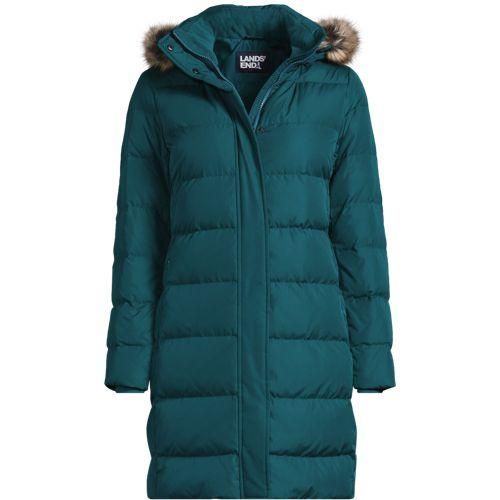 Daunenmantel mit Kapuze, Damen,  Blau, Polyester, by Lands' End