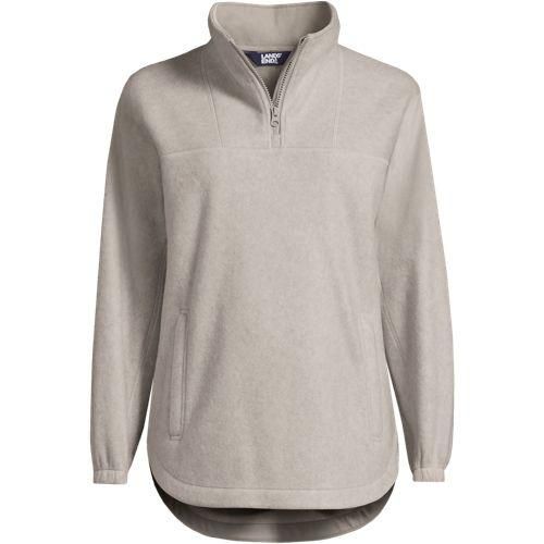 Luxe Fleece-Pullover, Damen,  Beige, Polyester, by Lands' End