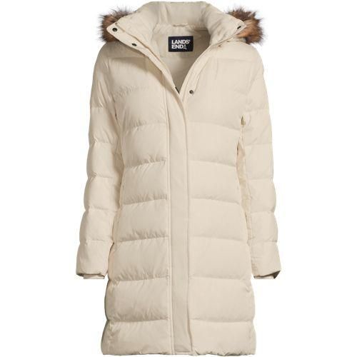 Daunenmantel mit Kapuze, Damen,  Weiß, Polyester, by Lands' End