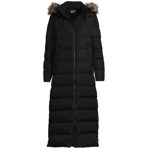 Maxi-Daunenmantel mit Kapuze, Damen,  Schwarz, Polyester, by Lands' End