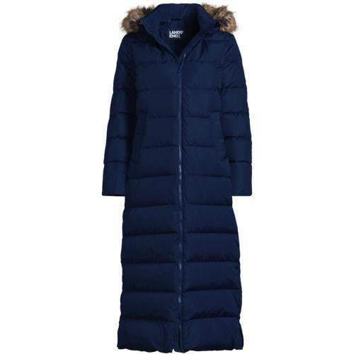Maxi-Daunenmantel mit Kapuze, Damen,  Blau, Polyester, by Lands' End