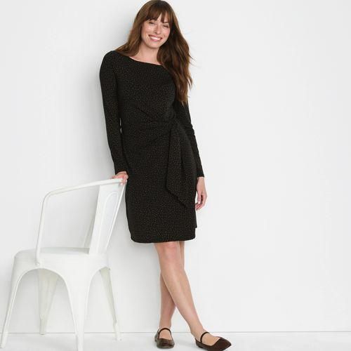 Baumwolle/Modal-Kleid mit Zierschleife, Damen,  Schwarz, Baumwolle Modal, by Lands' End