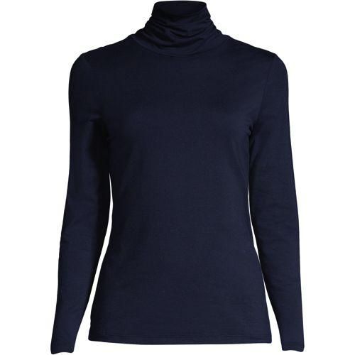 Rollkragenshirt aus Baumwoll/Modalmix, Damen,  Blau, Baumwolle/Elasthan/Baumwolle Modal, by Lands' End