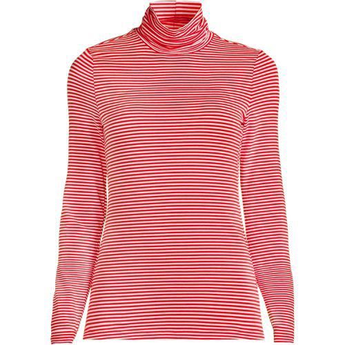 Rollkragenshirt aus Baumwoll/Modalmix, Damen,  Orange, Baumwolle/Elasthan/Baumwolle Modal, by Lands' End
