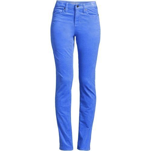 Straight Fit Cordhose Mid Waist, Damen,  Blau, Baumwoll-Mischung, by Lands' End
