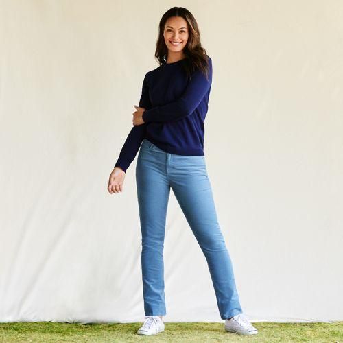 Straight Fit Cordhose Mid Waist, Damen,  Blau, Baumwoll-Mischung, by Lands' End