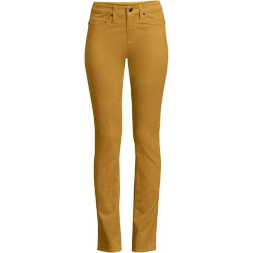 Straight Fit Cordhose Mid Waist, Damen,  Gelb, Baumwoll-Mischung, by Lands' End
