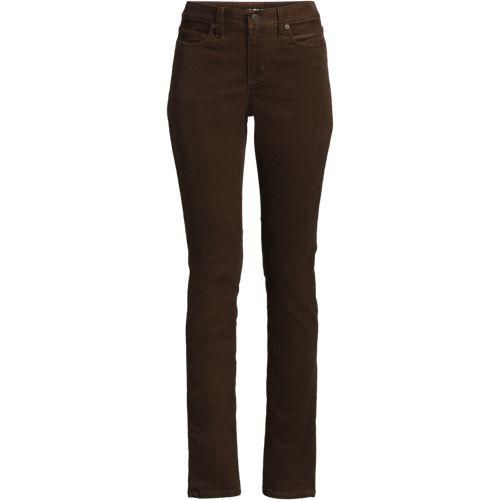Straight Fit Cordhose Mid Waist, Damen,  Braun, Baumwoll-Mischung, by Lands' End