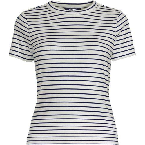 T-Shirt aus softem Viskosemix, Damen,  Weiß, Viskose/Polyester-Mischung, by Lands' End