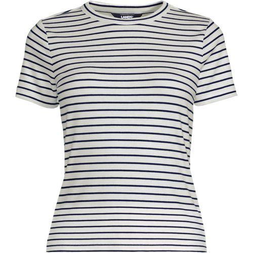 T-Shirt aus softem Viskosemix, Damen,  Weiß, Viskose/Polyester-Mischung, by Lands' End