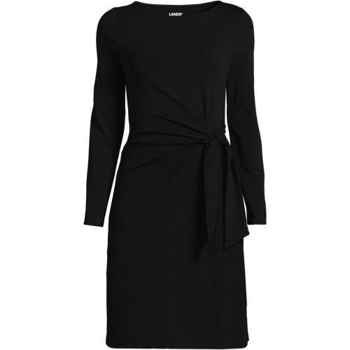 Baumwolle/Modal-Kleid mit Zierschleife, Damen,  Schwarz, Baumwolle Modal, by Lands' End