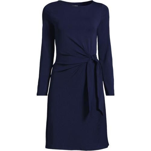 Baumwolle/Modal-Kleid mit Zierschleife, Damen,  Blau, Baumwolle Modal, by Lands' End