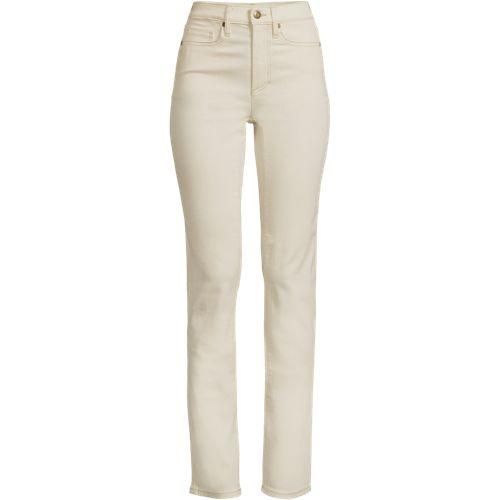 Naturfarbene Straight Fit Jeans High Waist, Damen,  Weiß, Baumwoll-Mischung/Polyester-Mischung, by Lands' End