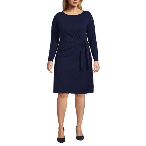 Baumwolle/Modal-Kleid mit Zierschleife, Damen,  Blau, Baumwolle Modal, by Lands' End