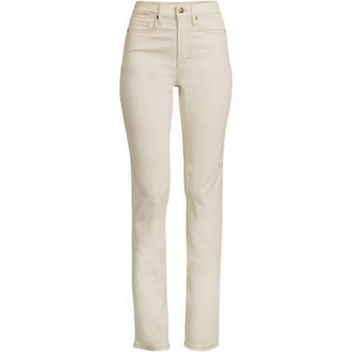 Naturfarbene Straight Fit Jeans High Waist, Damen,  Weiß, Baumwoll-Mischung/Polyester-Mischung, by Lands' End