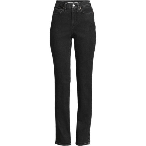 Naturfarbene Straight Fit Jeans High Waist, Damen,  Schwarz, Baumwoll-Mischung/Polyester-Mischung, by Lands' End
