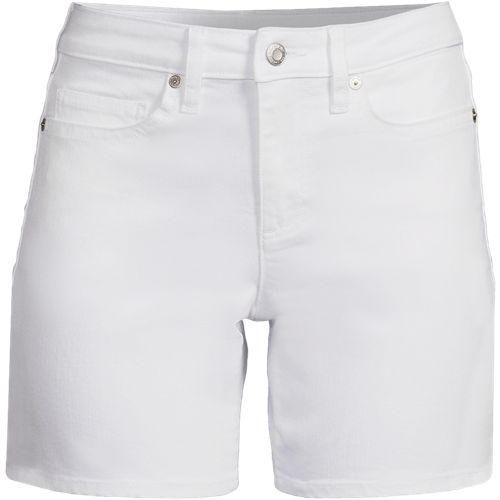 Weiße Jeansshorts Mid Waist 18 cm, Damen,  Weiß, Elasthan/Baumwoll-Mischung/Viskose-Mischung, by Lands' End