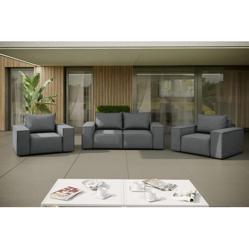 Gartenmöbel set 2+1+1 SONNE für den Garten, die Terrasse, den Hof, gemütliche Grau