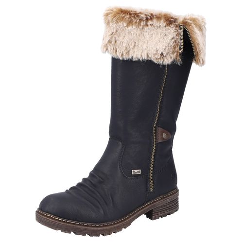 Winterstiefel RIEKER, Damen, Gr. 39, Normalschaft, schwarz, Lederimitat, Textil, klassisch, Schuhe, Winterboots, Blockabsatz, wasserabweisende riekerTEX-Membran
