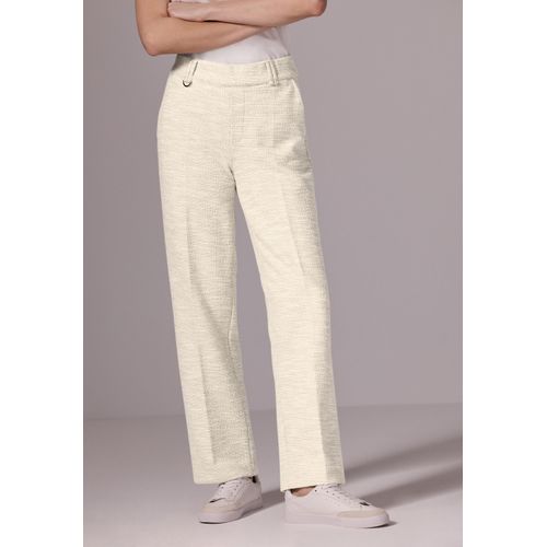 Stoffhose STREET ONE STUDIO, Damen, Gr. 36, Länge 30, beige (sheer beige meliert), Stoff, Web, 50% Polyester, 37% Baumwolle, 10% Viskose, 3% Elasthan, meliert, casual, comfort fit lang, Hosen, Middle Waist