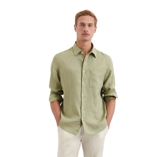 Leinenhemd MARC O'POLO, Herren, Gr. XL, N-Gr, summer sage, Web, Obermaterial: 100% Leinen, Langarm Manschette, Hemden, im klassisch cleanen Look