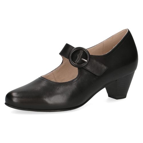 Spangenpumps CAPRICE, Damen, Gr. 38, schwarz, Leder, elegant, Schuhe, Abendschuh, Festtagsschuh, Trichterabsatzmit Klettriemchen, Topseller