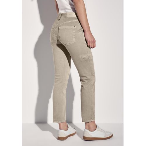 Loose-fit-Jeans STREET ONE, Damen, Gr. 29, Länge 28, beige washed, Jeans, 81% Baumwolle, 17% Polyester, 2% Elasthan, unifarben, casual, knöchelfrei, Jeans, im Loose Fit