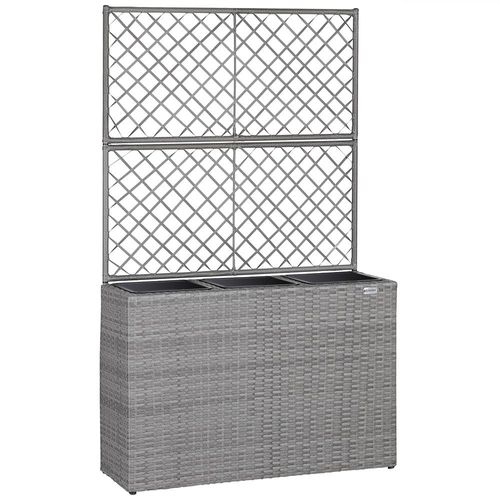 Casaria Polyrattan Blumenkasten mit Rankgitter Grau