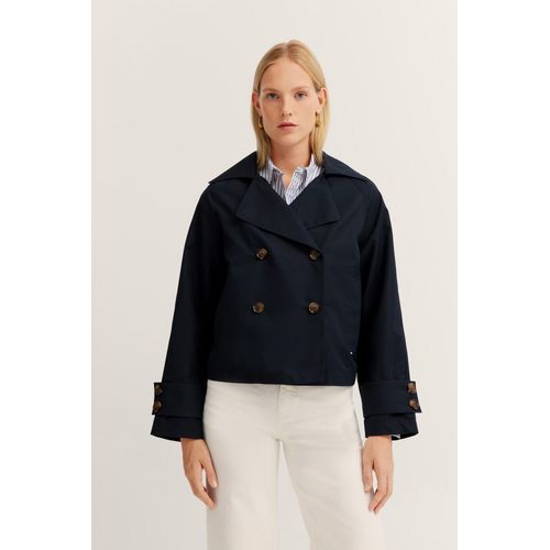 Cabanjacke BUGATTI, Damen, Gr. 36, 390, marine, 65% Baumwolle, 35% Polyester, unifarben, casual, regular fit, Langarm normaler Saum, Jacken, wasserabweisend