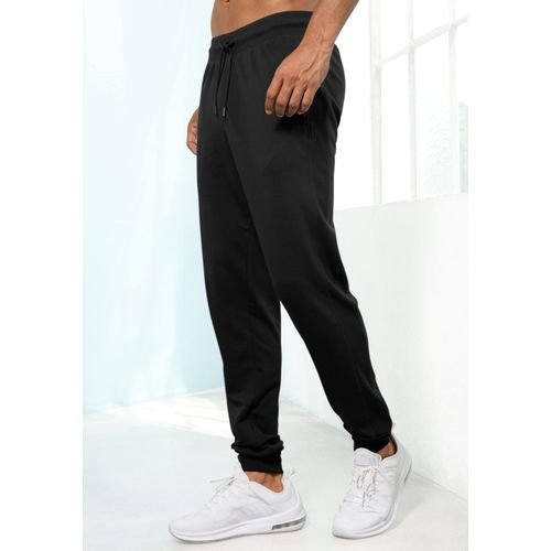 Sweathose S.OLIVER, Herren, Gr. 56/58 (XL), N-Gr, schwarz, Sweatware, Obermaterial: 60% Baumwolle, 40% Polyester, unifarben, Basic, bequem lang, Hosen, Jogginghose mit seitlichen Rippeneinsatz