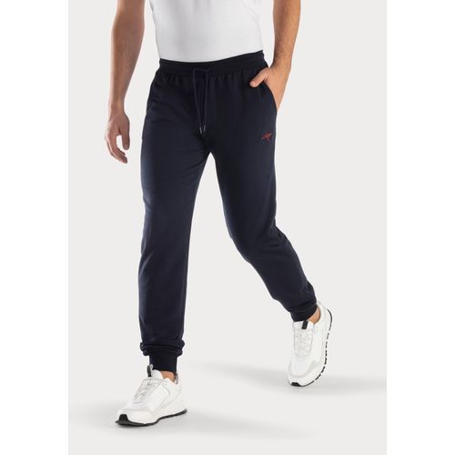 Sweathose KANGAROOS, Herren, Gr. 52/54 (L), N-Gr, blau (navy), Sweatware, Obermaterial: 60% Baumwolle, 40% Polyester, unifarben, Basic, bequem lang, Hosen, Jogginghose mit kleiner Logostickerei