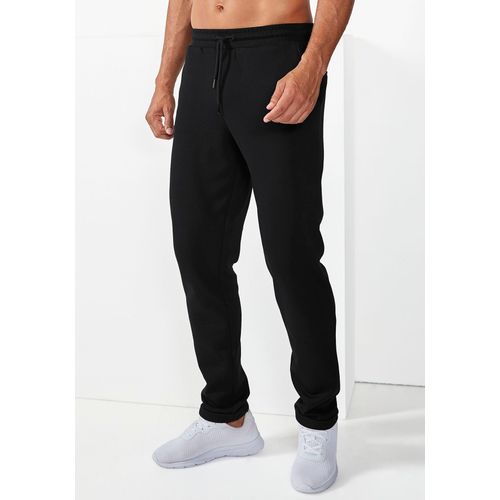 Sweathose BRUNO BANANI, Herren, Gr. L (52/54), N-Gr, schwarz, Piquu00e9, Obermaterial: 65% Polyester, 35% Baumwolle, unifarben, Basic, bequem lang, Hosen, Jogginghose aus schöner Strukturware