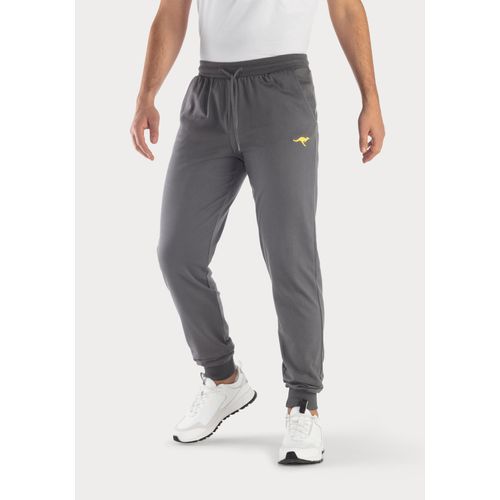 Sweathose KANGAROOS, Herren, Gr. 44/46 (S), N-Gr, grau (anthrazit), Sweatware, Obermaterial: 60% Baumwolle, 40% Polyester, unifarben, Basic, bequem lang, Hosen, Jogginghose mit kleiner Logostickerei