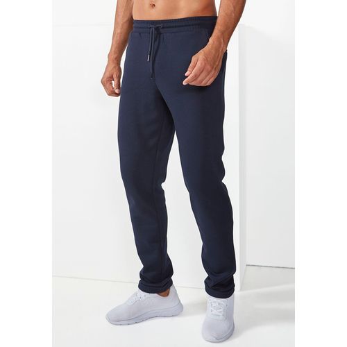 Sweathose BRUNO BANANI, Herren, Gr. L (52/54), N-Gr, blau (navy), Piquu00e9, Obermaterial: 65% Polyester, 35% Baumwolle, unifarben, Basic, bequem lang, Hosen, Jogginghose aus schöner Strukturware