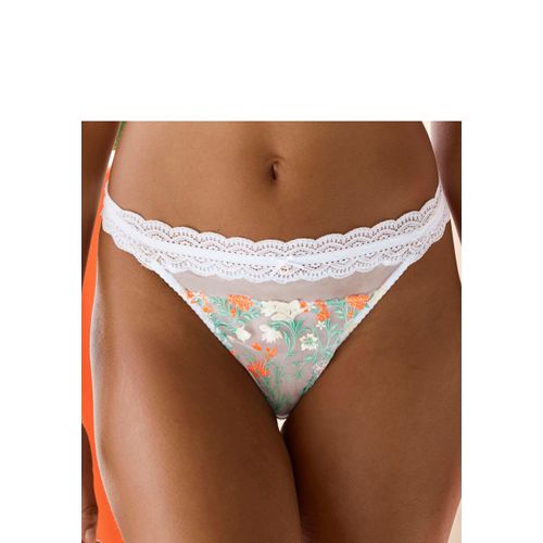 LASCANA String, mit zarter Blumenstickerei und elastischem Spitzenband