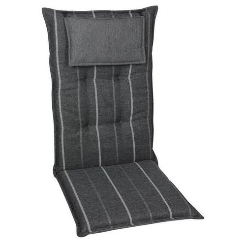 Xxxl Sesselauflage , Anthrazit, Grau , Textil , Streifen , Füllung: Schaumstoff, Vlies , 50x7x120 cm , mittels Bändern zu befestigen, Gurtband