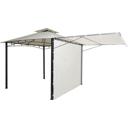 Pergola MCW-F94, Garten Pavillon, Stahl bewegliche Seitenwand 2,5x2,5m creme-beige