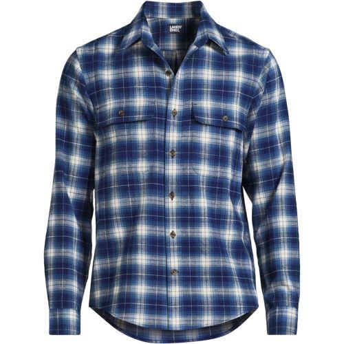Freizeithemd mit Waffelstruktur, Herren,  Blau, Baumwolle, by Lands' End
