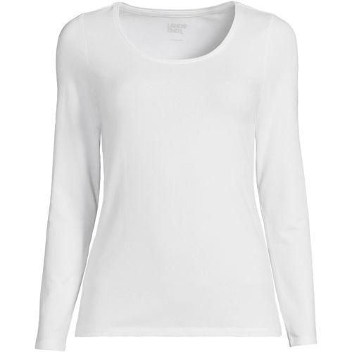 Baumwolle/Modal-Shirt mit Ballett-Ausschnitt, Damen,  Weiß, Baumwolle Modal, by Lands' End