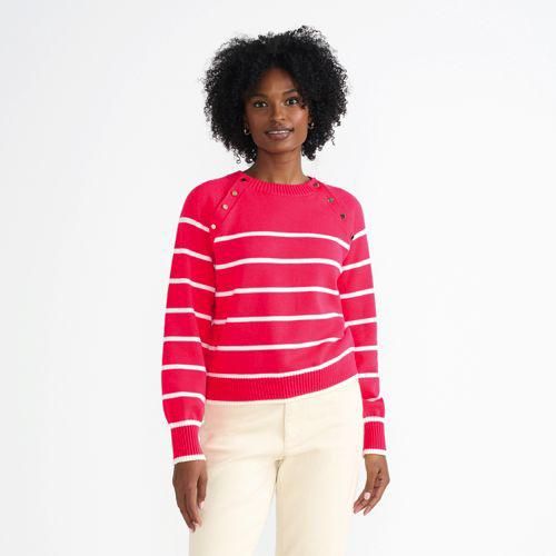 Pullover DRIFTER mit Schulterknöpfen, Damen,  Pink, Baumwolle, by Lands' End