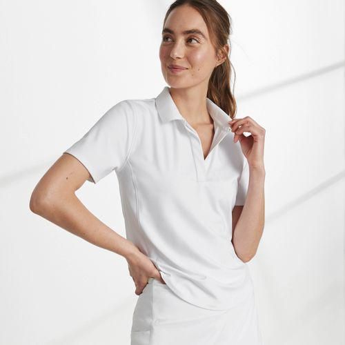 Active Poloshirt mit kurzen Ärmeln, Damen,  Weiß, Elasthan/Polyester, by Lands' End