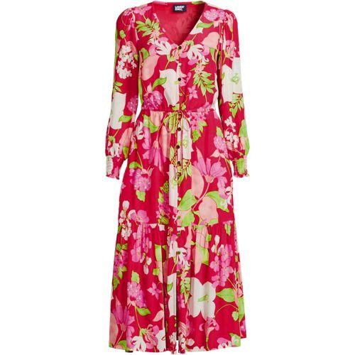 Midikleid aus Viskose, Damen,  Pink, Viskose, by Lands' End