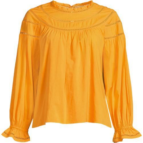 Voile-Bluse aus Baumwollmix, Damen,  Orange, Baumwoll-Mischung/Viskose-Mischung/Baumwolle Modal, by Lands' End